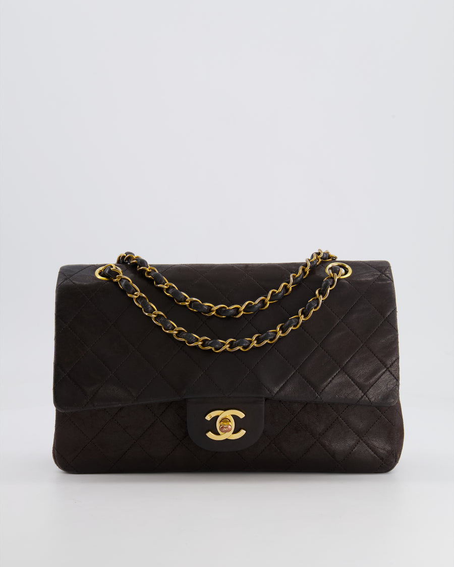 *FIRE PRICE* Chanel Vintage Brown Medium Classic Double Flap Bag in Lambskin Leather with 24K Gold Hardware