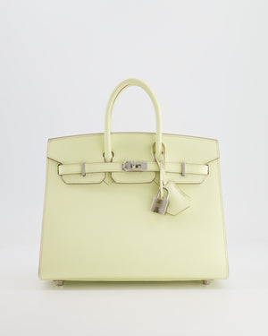 *RARE* Hermès Birkin 25cm Bag Sellier in Jaune Milton Epsom Leather with Palladium Hardware