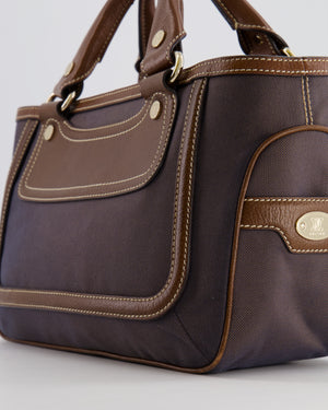 Celine Brown Boogie Canvas and Leather Bag with Silver Hardware