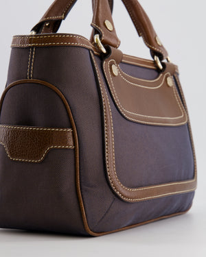 Celine Brown Boogie Canvas and Leather Bag with Silver Hardware