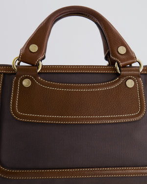 Celine Brown Boogie Canvas and Leather Bag with Silver Hardware