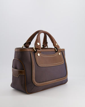 Celine Brown Boogie Canvas and Leather Bag with Silver Hardware