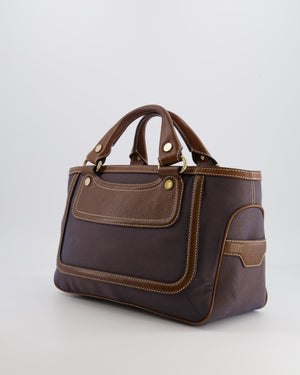 Celine Brown Boogie Canvas and Leather Bag with Silver Hardware