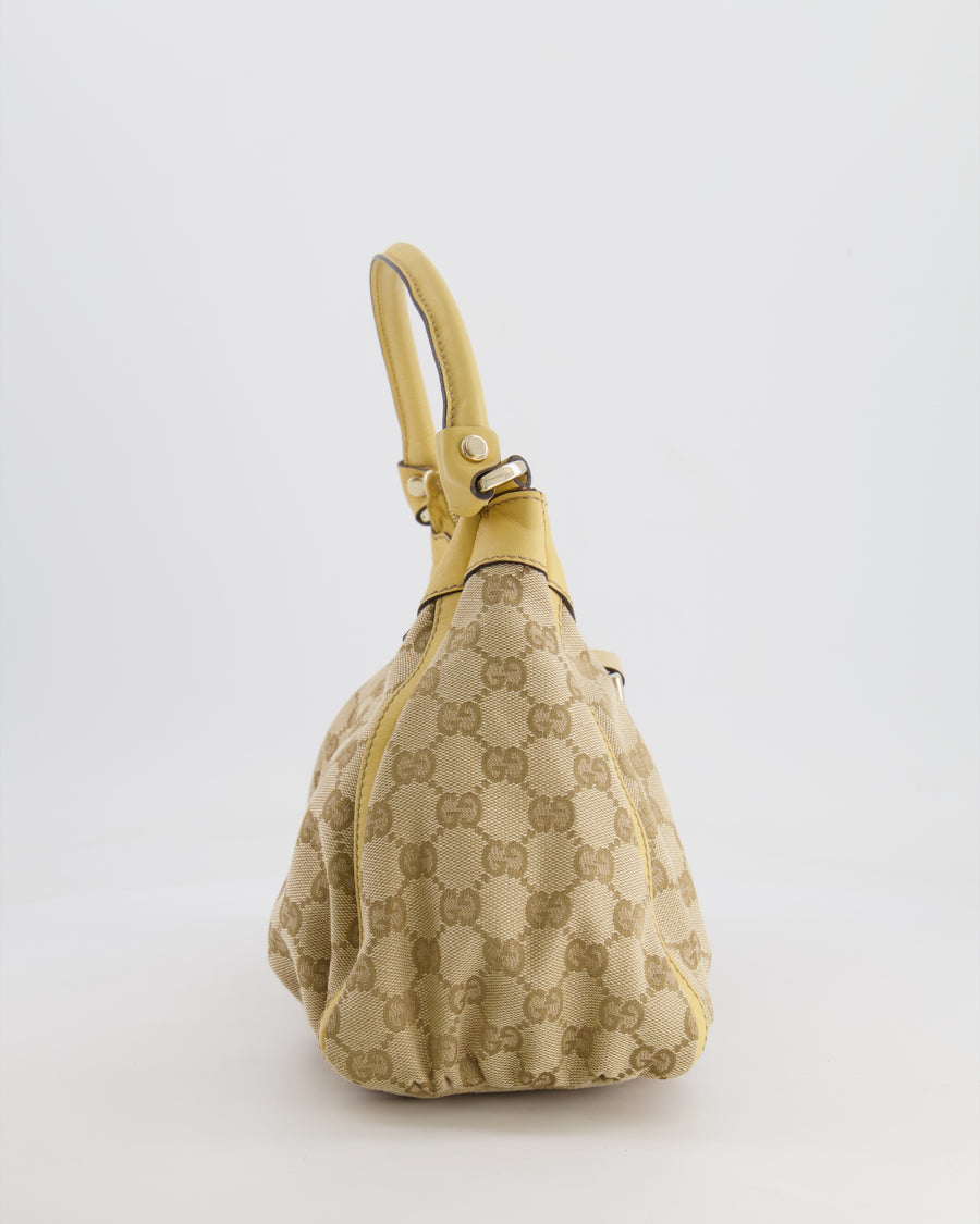 Gucci Beige Vintage GG Logo Canvas Abbey D-Ring Shoulder Bag with Silver Hardware