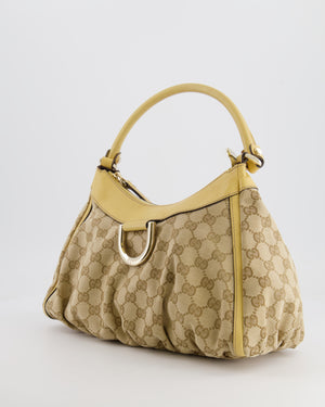 Gucci Beige Vintage GG Logo Canvas Abbey D-Ring Shoulder Bag with Silver Hardware