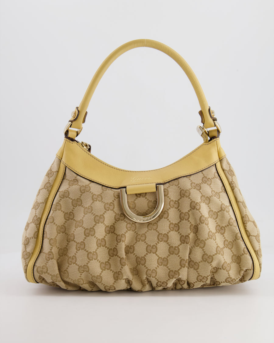 Gucci Beige Vintage GG Logo Canvas Abbey D-Ring Shoulder Bag with Silver Hardware