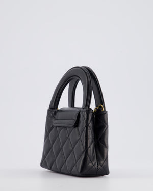 *RARE* Chanel Black Nano Mini Kelly Bag in Aged Calfskin Leather with Brushed Antique Gold Hardware