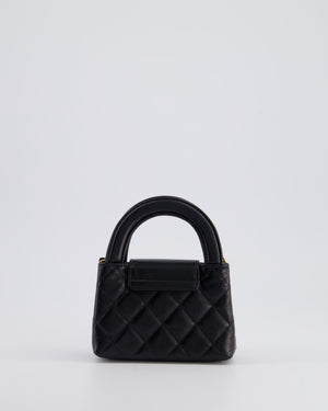 *RARE* Chanel Black Nano Mini Kelly Bag in Aged Calfskin Leather with Brushed Antique Gold Hardware