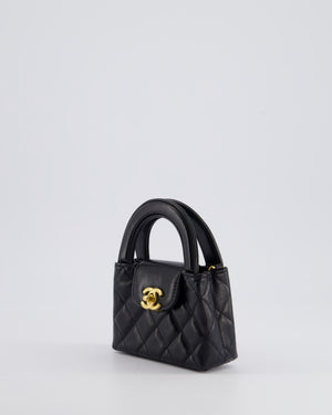 *RARE* Chanel Black Nano Mini Kelly Bag in Aged Calfskin Leather with Brushed Antique Gold Hardware