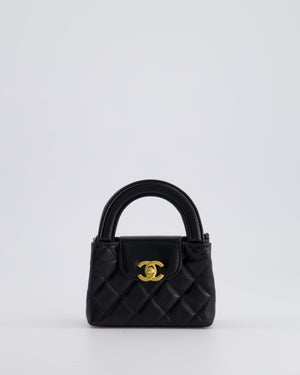 *RARE* Chanel Black Nano Mini Kelly Bag in Aged Calfskin Leather with Brushed Antique Gold Hardware