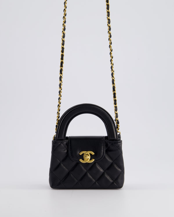 *RARE* Chanel Black Nano Mini Kelly Bag in Aged Calfskin Leather with Brushed Antique Gold Hardware