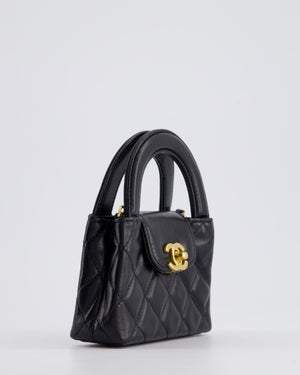 *RARE* Chanel Black Nano Mini Kelly Bag in Aged Calfskin Leather with Brushed Antique Gold Hardware