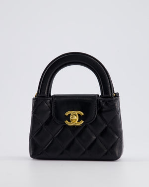 *RARE* Chanel Black Nano Mini Kelly Bag in Aged Calfskin Leather with Brushed Antique Gold Hardware