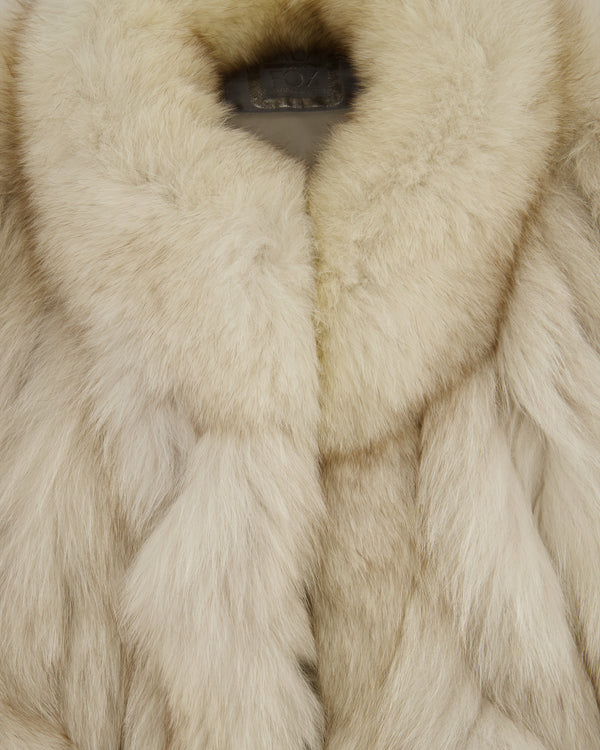 Saga Fox Cream Fox Fur Coat Size L (UK 10-12)