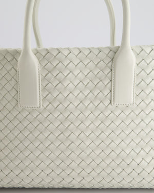 Bottega Veneta White Small Cabat Intreccio Leather Tote Bag in Lambskin Leather with Gold Hardware RRP £6,090