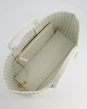 Bottega Veneta White Small Cabat Intreccio Leather Tote Bag in Lambskin Leather with Gold Hardware RRP £6,090