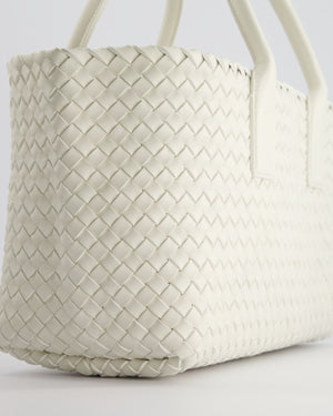 Bottega Veneta White Small Cabat Intreccio Leather Tote Bag in Lambskin Leather with Gold Hardware RRP £6,090