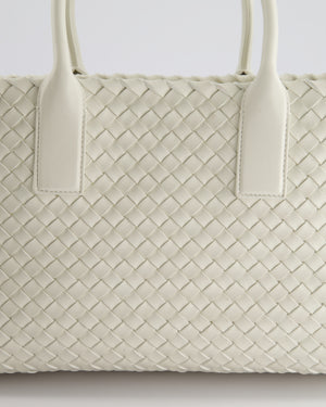 Bottega Veneta White Small Cabat Intreccio Leather Tote Bag in Lambskin Leather with Gold Hardware RRP £6,090