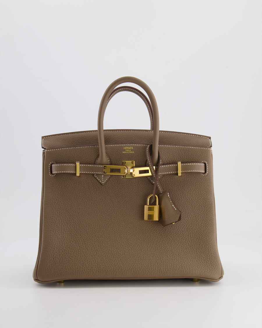 *RARE* Hermès Birkin Retourne 25cm in Etoupe Togo Leather with Gold Hardware