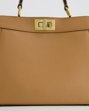 Fendi Beige Small Peekaboo Bicolour Leather Bag with Gold Hardware