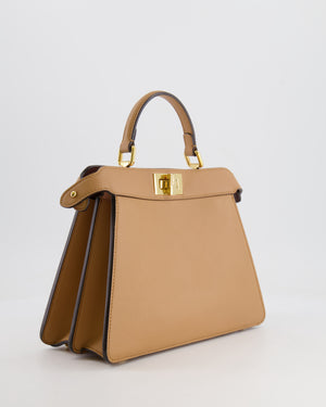 Fendi Beige Small Peekaboo Bicolour Leather Bag with Gold Hardware