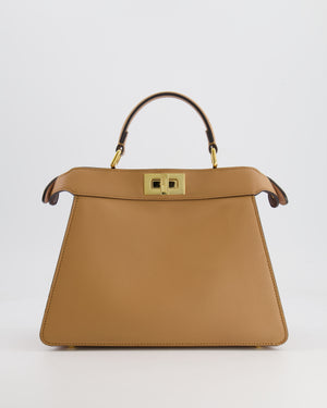 Fendi Beige Small Peekaboo Bicolour Leather Bag with Gold Hardware