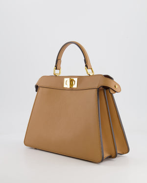 Fendi Beige Small Peekaboo Bicolour Leather Bag with Gold Hardware