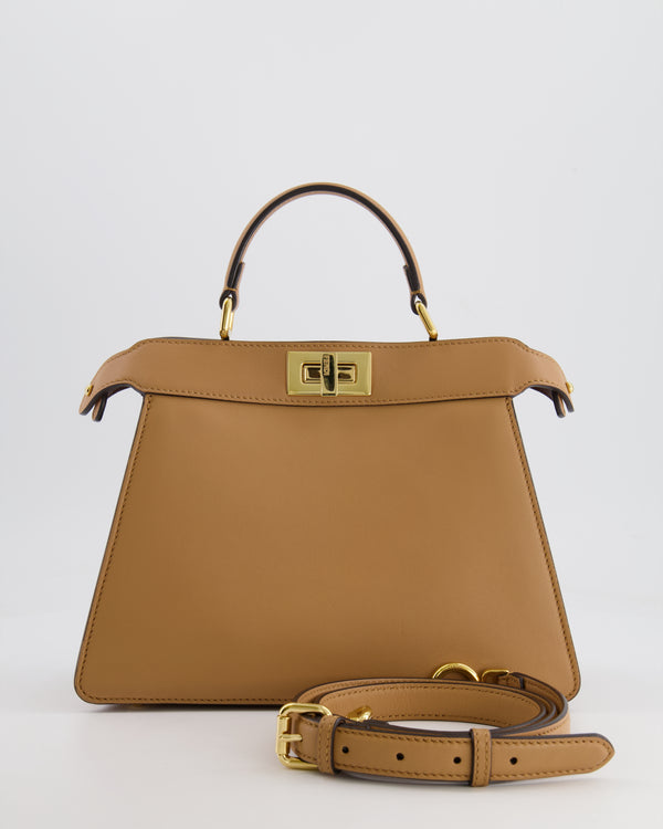 Fendi Beige Small Peekaboo Bicolour Leather Bag with Gold Hardware