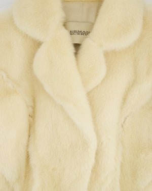 Ermanno Scervino Cream Mink Jacket with Brown Belt Details Size IT 40 (UK 8)