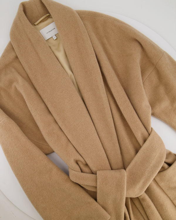 LA Collection Beige Belted Cashmere Long Coat Size 1 (UK 8)