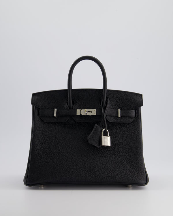 *HOT* Hermès Birkin 25cm Bag Retourne in Black Togo Leather with Palladium Hardware