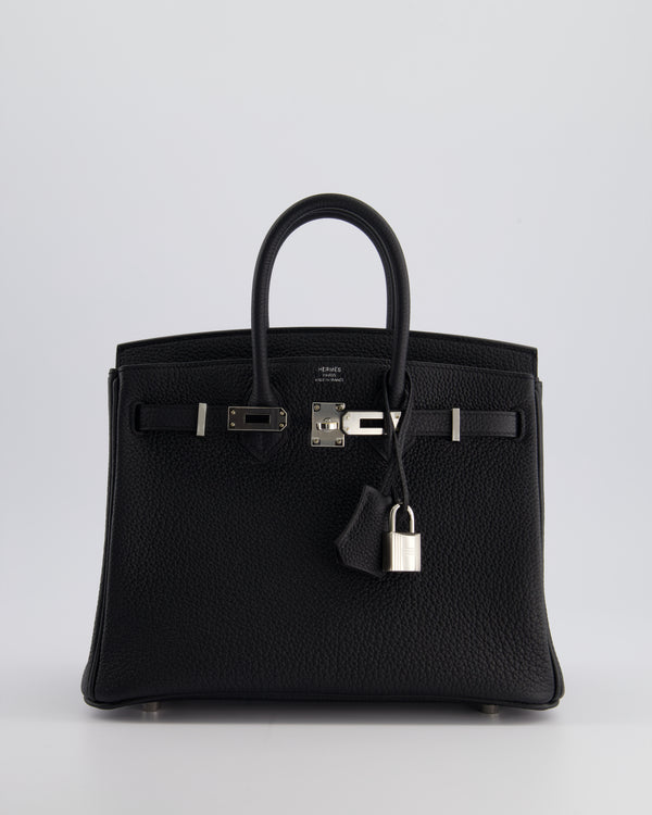 *HOT* Hermès Birkin 25cm Bag Retourne in Black Togo Leather with Palladium Hardware