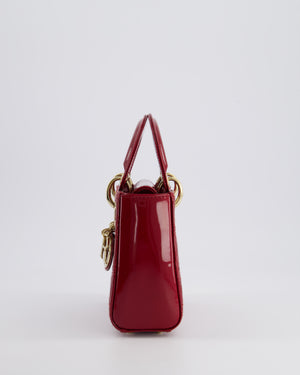 Dior Mini Lady Dior Bag In Red Patent Leather and Champagne Gold Hardware RRP £4,200