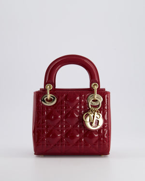 Dior Mini Lady Dior Bag In Red Patent Leather and Champagne Gold Hardware RRP £4,200