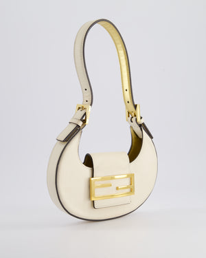 Fendi Cream Leather Mini Cookie Hobo Bag with Gold Hardware