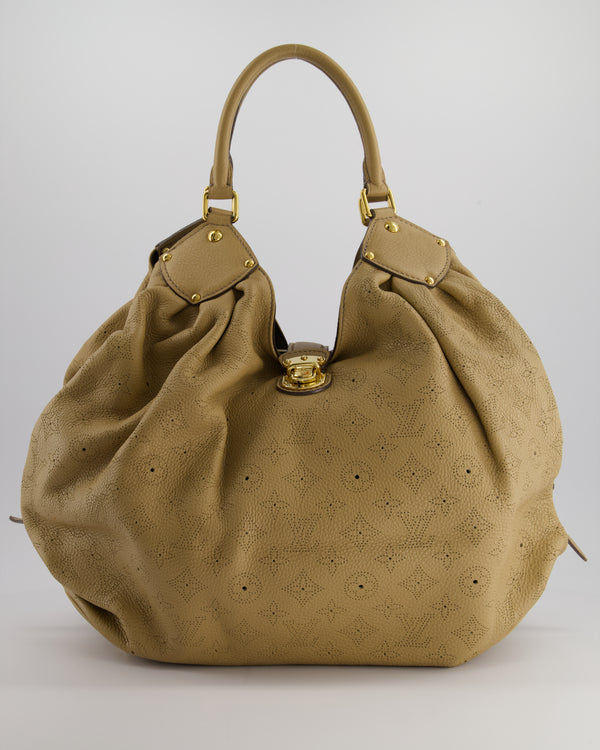 Louis Vuitton Mahina Biscuit XL Hobo Bag With Gold Hardware and Perforated Monogram Detail