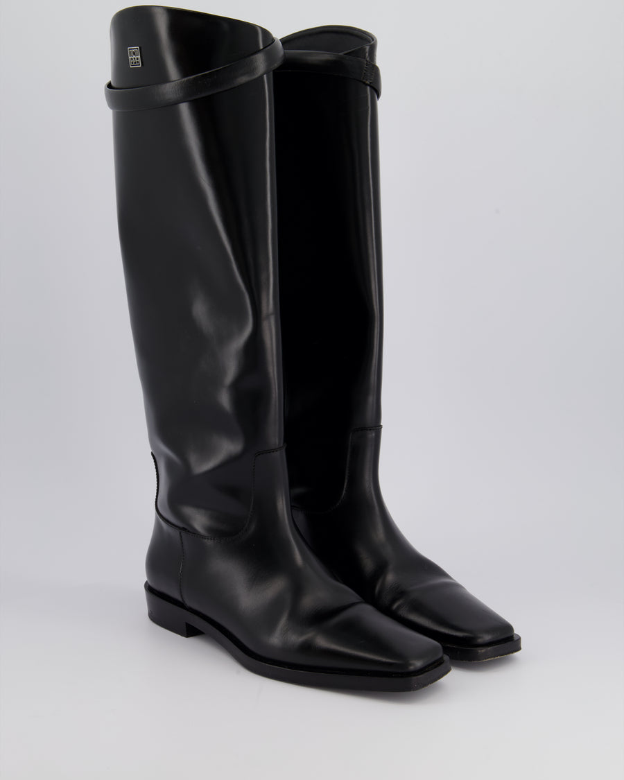 Toteme Black The Riding Leather Knee Boots Size EU 37 RRP £860