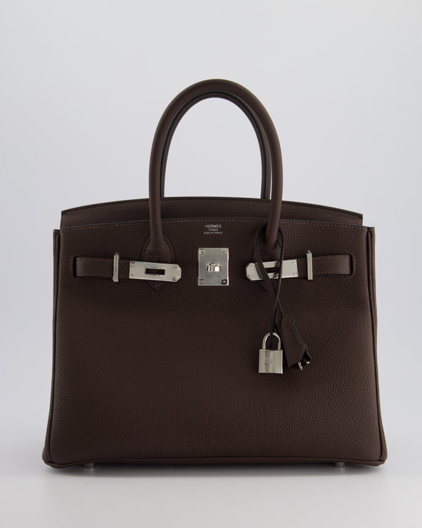 *RARE COLOUR* Hermès Birkin Bag Retourne 30cm in Chocolat Togo Leather with Palladium Hardware