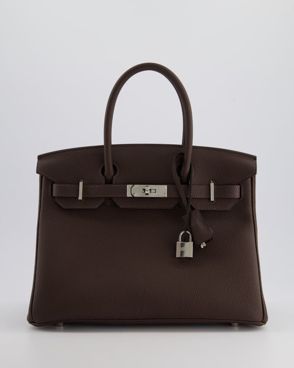 *RARE COLOUR* Hermès Birkin Bag Retourne 30cm in Chocolat Togo Leather with Palladium Hardware