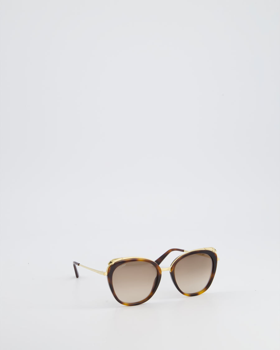 Cartier Panthère de Cartier Tortoiseshell Oval Sunglasses With Gold Metal Panther Detail and Graduated Brown Lenses RRP £750