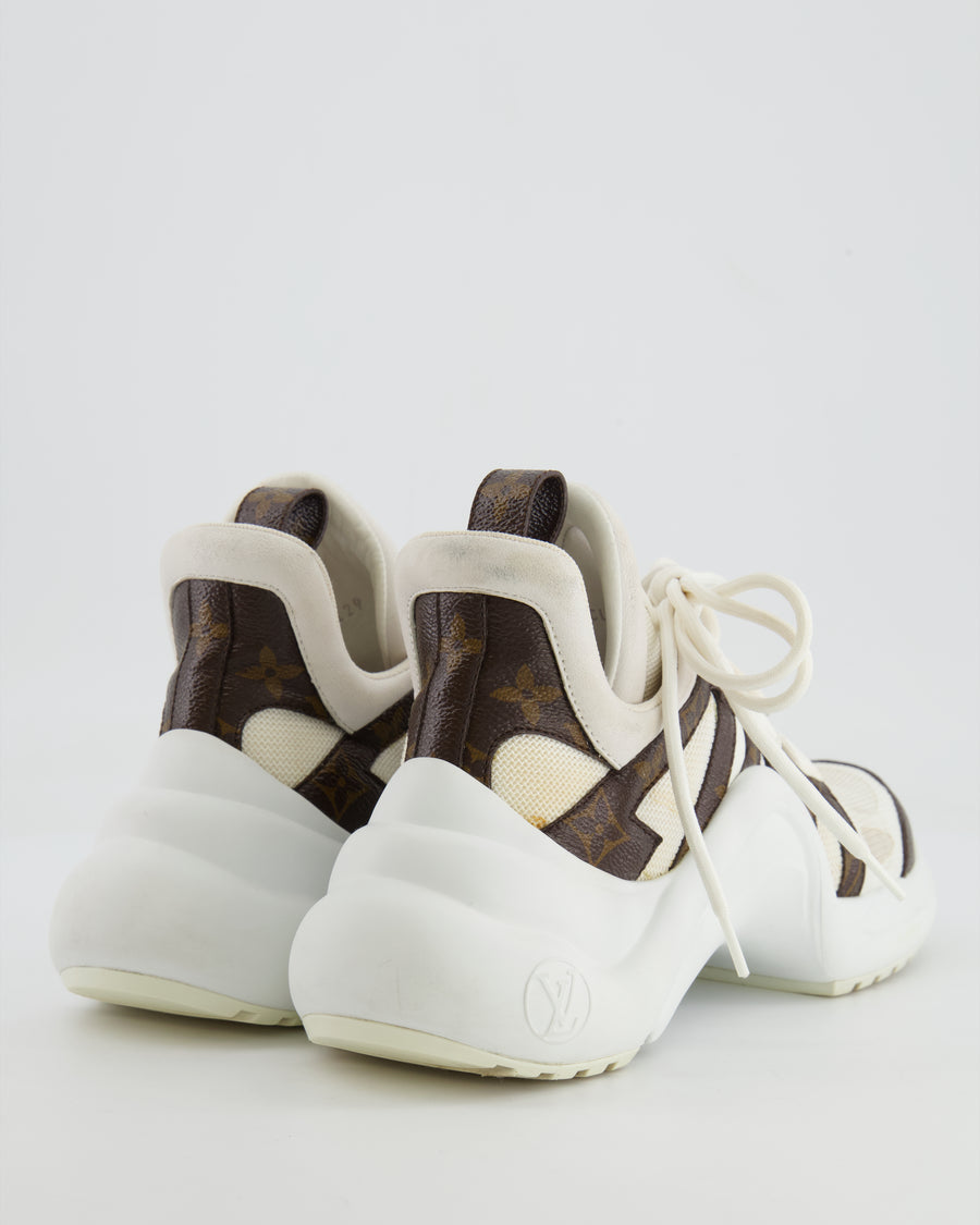 Louis Vuitton White and Brown with Monogram Logo Archlight Trainers EU 37 RRP £1,190