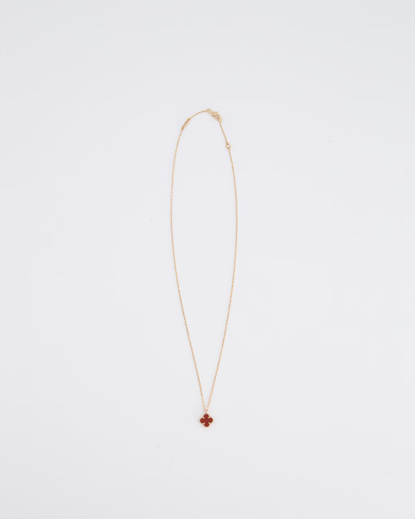 Van Cleef & Arpels Sweet Alhambra Pendant in Rose Gold & Carnelian Stone RRP £1,590