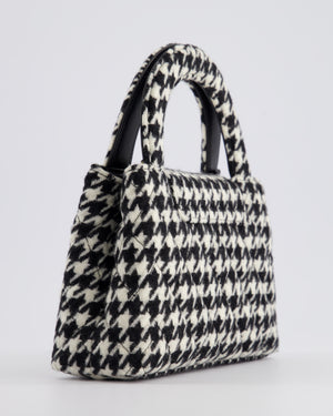 *HOT* Chanel Small Kelly Shopping Bag in Black & White Wool Houndstooth with Brushed Antique Gold Hardware