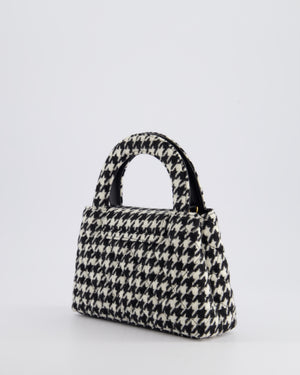 *HOT* Chanel Small Kelly Shopping Bag in Black & White Wool Houndstooth with Brushed Antique Gold Hardware