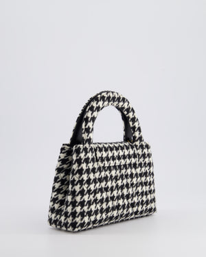 *HOT* Chanel Small Kelly Shopping Bag in Black & White Wool Houndstooth with Brushed Antique Gold Hardware