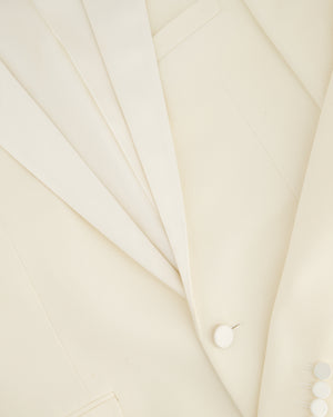 Saint Laurent Cream Suit Jacket and Trouser Set With Silk Lapel Detail Size FR 36 (UK 8)