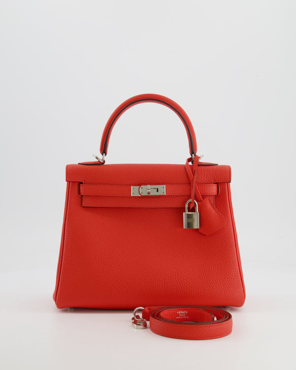 Hermès Kelly 25cm Retourne Bag in Capucine Togo Leather with Palladium Hardware