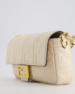 Fendi Cream Lambskin Leather Baguette Bag with Gold Hardware RRP £2,750