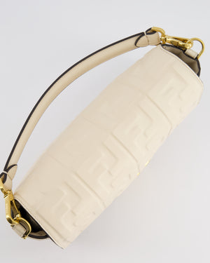 Fendi Cream Lambskin Leather Baguette Bag with Gold Hardware RRP £2,750