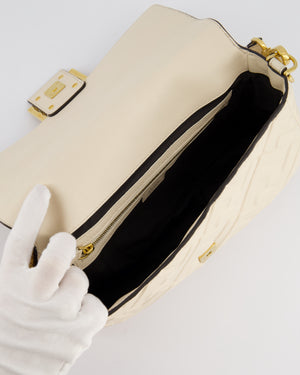 Fendi Cream Lambskin Leather Baguette Bag with Gold Hardware RRP £2,750